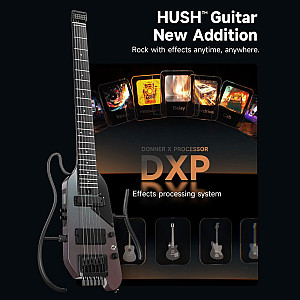 Donner HUSH X PRO Smart Travel Guitar Headless Versatile Preset, Midnight Glow 